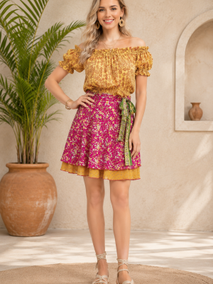 Wevez Mini Recycled Vintage Sari Skirt Wrap Pattern 3 pc pack