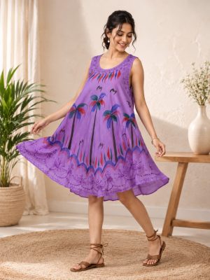 Wevez Women Rayon Palm Tree Print Dress